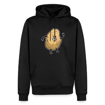 Cadeau végétalien pommes frites garçon frites - Sweat à capuche Premium bio Homme - noir - Devant - Nico (187cm)