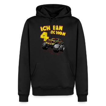 Oui je suis 4 camion d'anniversaire cadeau monstre - Sweat à capuche Premium bio Homme - noir - Devant - Nico (187cm)