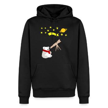Astronomie Ours polaire Ours polaire Télescope céleste - Sweat à capuche Premium bio Homme - noir - Devant - Nico (187cm)