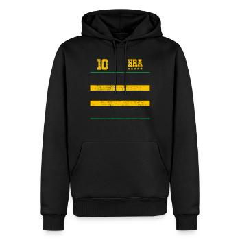 Retro Fussball Brasilien Trikot - Männer Premium Bio Hoodie - Schwarz - Vorne - Nico (187cm)