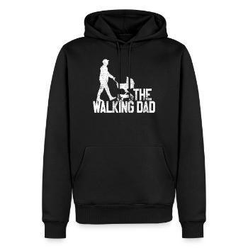 Le papa qui marche - Sweat à capuche Premium bio Homme - noir - Devant - Nico (187cm)