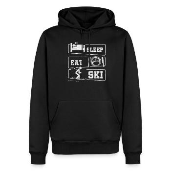 Dormir Manger Ski Sports d'hiver Ski Vacances au ski - Sweat à capuche Premium bio Homme - noir - Devant - Nico (187cm)
