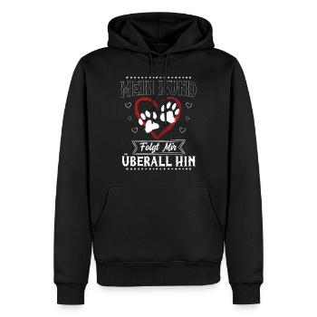 Mon chien me suit partout - Sweat à capuche Premium bio Homme - noir - Devant - Nico (187cm)