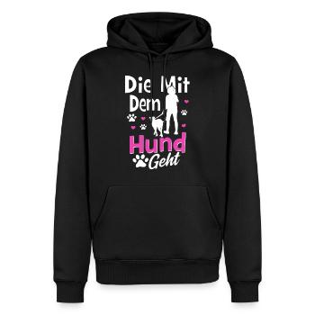 Le chien va - Sweat à capuche Premium bio Homme - noir - Devant - Nico (187cm)