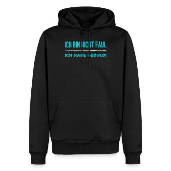 Je ne suis pas paresseux, je suis patient! - Sweat à capuche Premium bio Homme - noir - Devant - Nico (187cm)