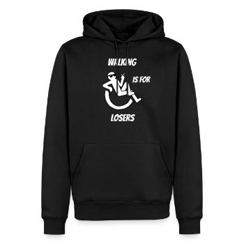 Wheelchair Disability Black Humor Gift - Men’s Premium Organic Hoodie - black - Front - Nico (187cm)