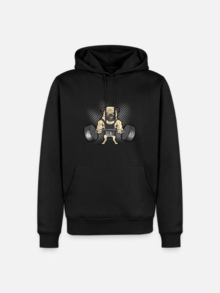 Pug Funny Powerlifting Deadlifting Pug Gift - Men’s Premium Organic Hoodie - black