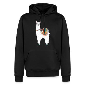 Sloth dort sur le lama - Sweat à capuche Premium bio Homme - noir - Devant - Nico (187cm)