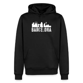 Barcelone - Sweat à capuche Premium bio Homme - noir - Devant - Nico (187cm)