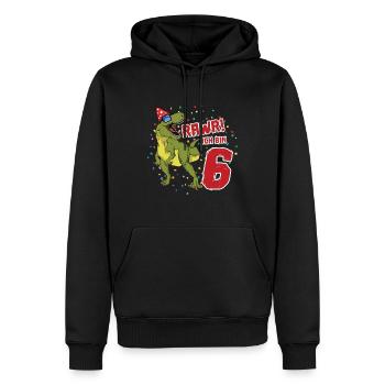 6. Geburtstag Dinosaurier Geburtstags Geschenk - Männer Premium Bio Hoodie - Schwarz - Vorne - Nico (187cm)
