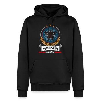 body building - Men’s Premium Organic Hoodie - black - Front - Nico (187cm)