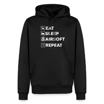 Airsoft - Men’s Premium Organic Hoodie - black - Front - Nico (187cm)