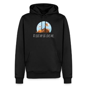 At Least My Cat Loves Me - Cat Owner Dreaming - Men’s Premium Organic Hoodie - black - Front - Nico (187cm)