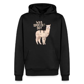 Lustiges Alpaka aus Peru mit Spruch Geschenkidee - Männer Premium Bio Hoodie - Schwarz - Vorne - Nico (187cm)