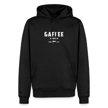 Le café est prêt - langue saxonne - saxon - Sweat à capuche Premium bio Homme - noir - Devant - Nico (187cm)