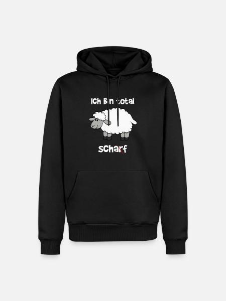 Ich bin total Scharf / Schaf - Männer Premium Bio Hoodie - Schwarz