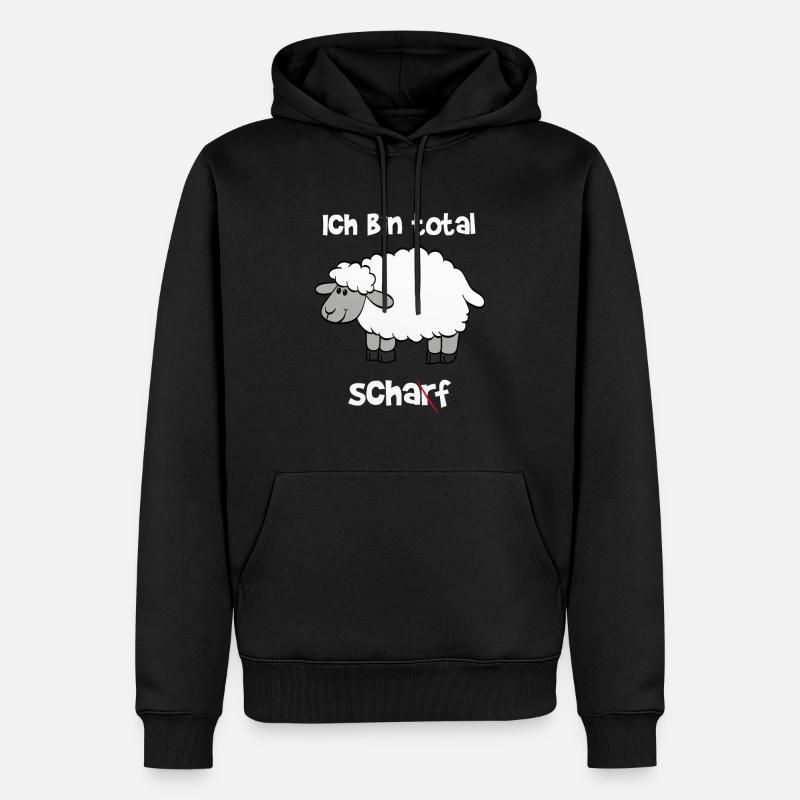 Ich bin total Scharf / Schaf - Männer Premium Bio Hoodie - Schwarz