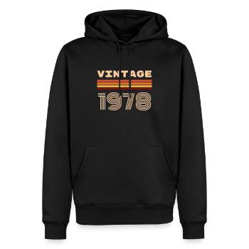 70s 1978 Vintage 40th Birthday Gift - Men’s Premium Organic Hoodie - black - Front - Nico (187cm)