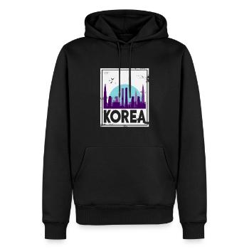 Corée du Nord Corée du Sud Asie cadeau Corée - Sweat à capuche Premium bio Homme - noir - Devant - Nico (187cm)