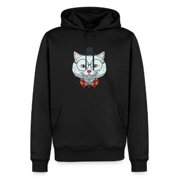 Cool funny nerdy hipster Maine Coon cat present - Männer Premium Bio Hoodie - Schwarz - Vorne - Nico (187cm)