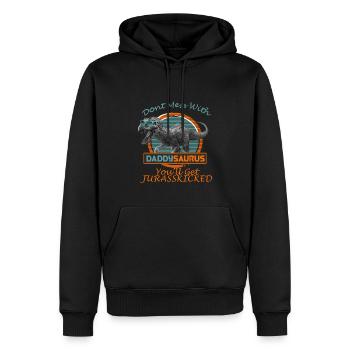 Daddysaurus T-Shirt papa dinosaure - Sweat à capuche Premium bio Homme - noir - Devant - Nico (187cm)