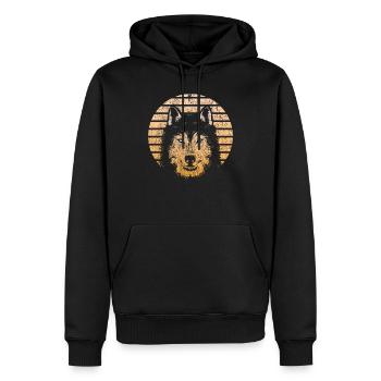 Wolf - Sweat à capuche Premium bio Homme - noir - Devant - Nico (187cm)