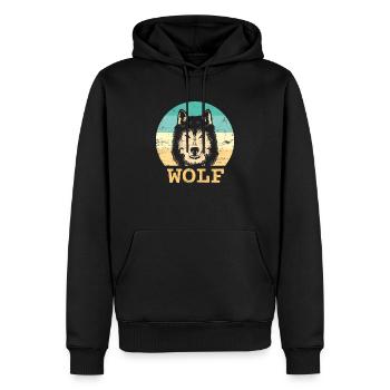 Wolf - Sweat à capuche Premium bio Homme - noir - Devant - Nico (187cm)