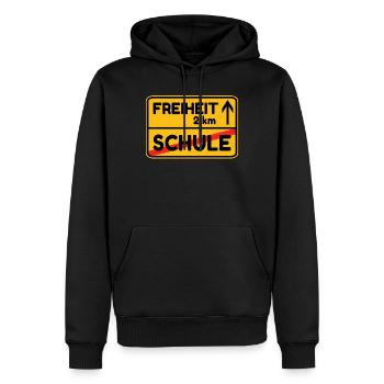 Panneau de signalisation Liberté École Drôle - Sweat à capuche Premium bio Homme - noir - Devant - Nico (187cm)