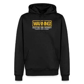 Warning Crazy Girlfriend Property Funny Boyfriend - Men’s Premium Organic Hoodie - black - Front - Nico (187cm)
