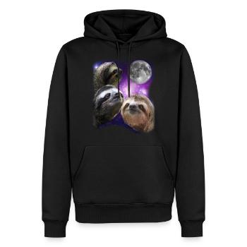 Trois paresseux hurlant à la lune comme des loups - Sweat à capuche Premium bio Homme - noir - Devant - Nico (187cm)