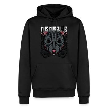 Mus Musculus | Hausmaus Maus Mäuschen Geschenk - Männer Premium Bio Hoodie - Schwarz - Vorne - Nico (187cm)