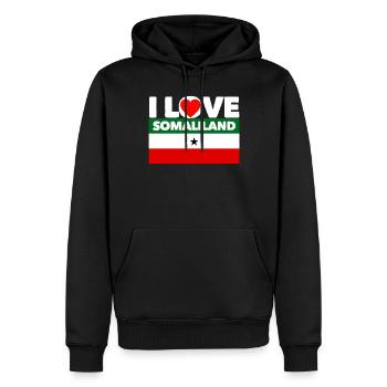 I love somaliland - Men’s Premium Organic Hoodie - black - Front - Nico (187cm)