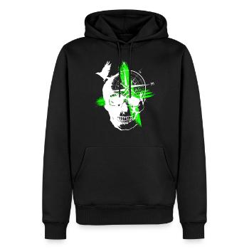 Totenkopf Trash Polka Grün - Männer Premium Bio Hoodie - Schwarz - Vorne - Nico (187cm)