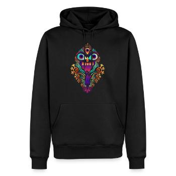 Goa Sugar Skull Psytrance - Sweat à capuche Premium bio Homme - noir - Devant - Nico (187cm)