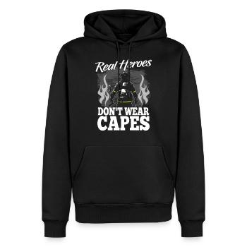 Pompier cadeau - Sweat à capuche Premium bio Homme - noir - Devant - Nico (187cm)
