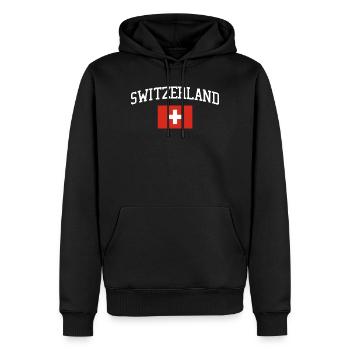 Suisse Drapeau - Sweat à capuche Premium bio Homme - noir - Devant - Nico (187cm)