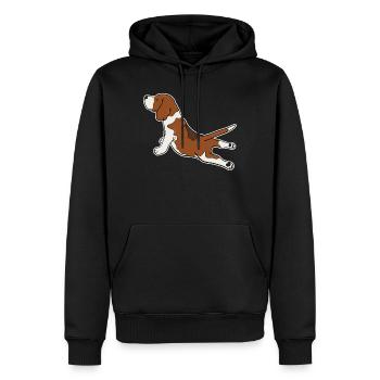 Cadeau de pose de yoga drôle de chien Beagle - Sweat à capuche Premium bio Homme - noir - Devant - Nico (187cm)