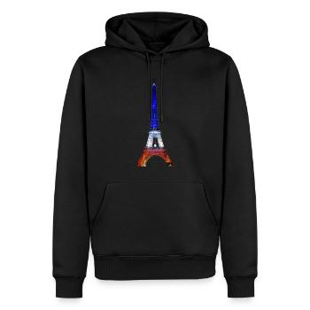 Tour Eiffel Paris France Drapeau national Souvenir - Sweat à capuche Premium bio Homme - noir - Devant - Nico (187cm)
