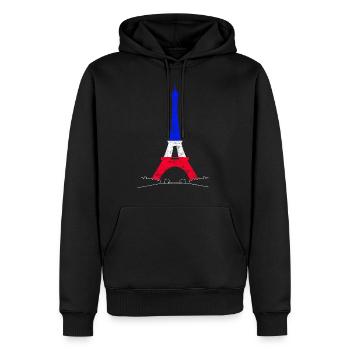 Tour Eiffel Paris France Drapeau national Souvenir - Sweat à capuche Premium bio Homme - noir - Devant - Nico (187cm)