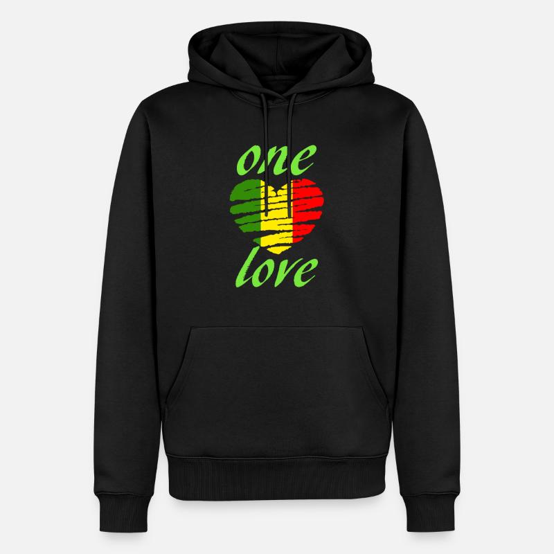Herz eine Liebe - Männer Premium Bio Hoodie - Schwarz