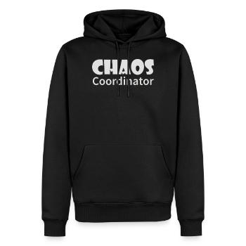 Coordinateur du chaos - Sweat à capuche Premium bio Homme - noir - Devant - Nico (187cm)