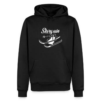 Pinguin Ski fahren Alpen Niedlich süß Geschenkidee - Männer Premium Bio Hoodie - Schwarz - Vorne - Nico (187cm)