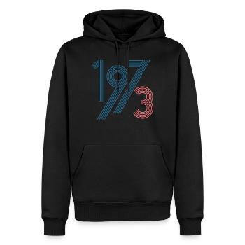 1973 - Men’s Premium Organic Hoodie - black - Front - Nico (187cm)