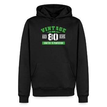 80th birthday 80 years funny - Men’s Premium Organic Hoodie - black - Front - Nico (187cm)