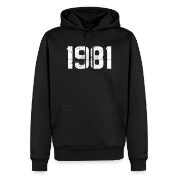 1981 Anniversaire numéro de l’année - Sweat à capuche Premium bio Homme - noir - Devant - Nico (187cm)