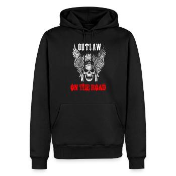 Outlaw on the road - Männer Premium Bio Hoodie - Schwarz - Vorne - Nico (187cm)