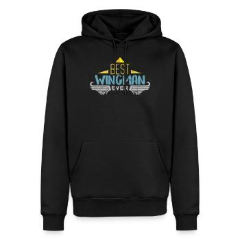 Lustiges Wingman Freund Kumpel Pilot Geschenk Idee - Männer Premium Bio Hoodie - Schwarz - Vorne - Nico (187cm)