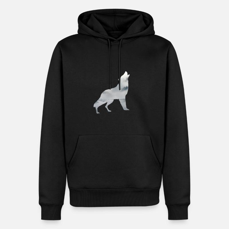 WOLF - Sweat à capuche Premium bio Homme - noir