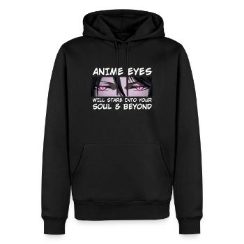 Les yeux d'anime regarderont votre âme et au-delà - Sweat à capuche Premium bio Homme - noir - Devant - Nico (187cm)