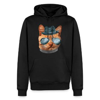 Chat Kitty Chaton Dans Les Aviateurs De Vêtements Gangster Hat - Sweat à capuche Premium bio Homme - noir - Devant - Nico (187cm)